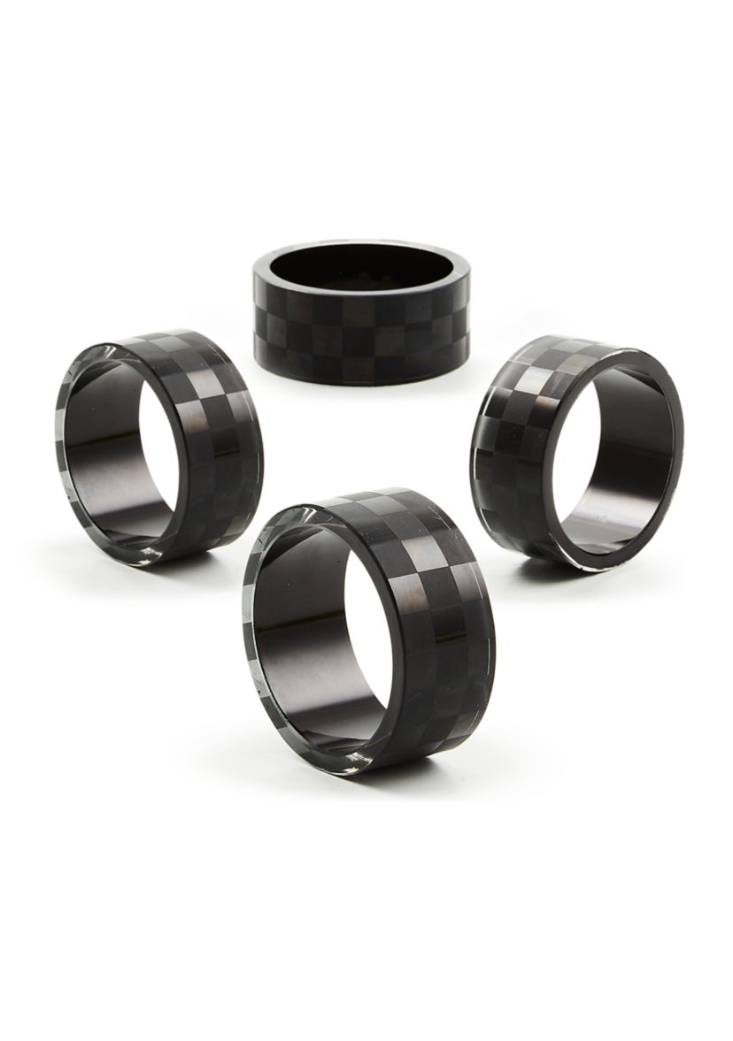 Check Napkin Rings, Set of 4