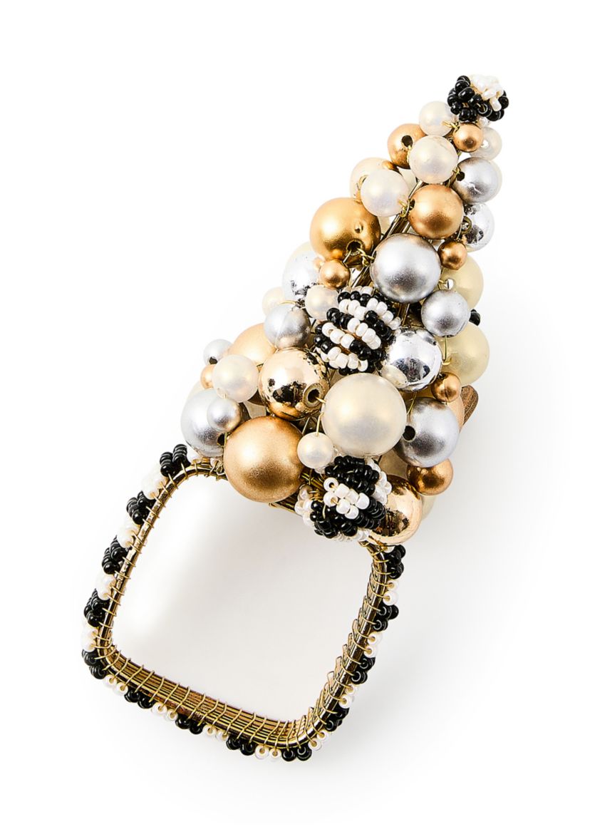 Glam Up Beaded Tree Napkin Rings Set of 4