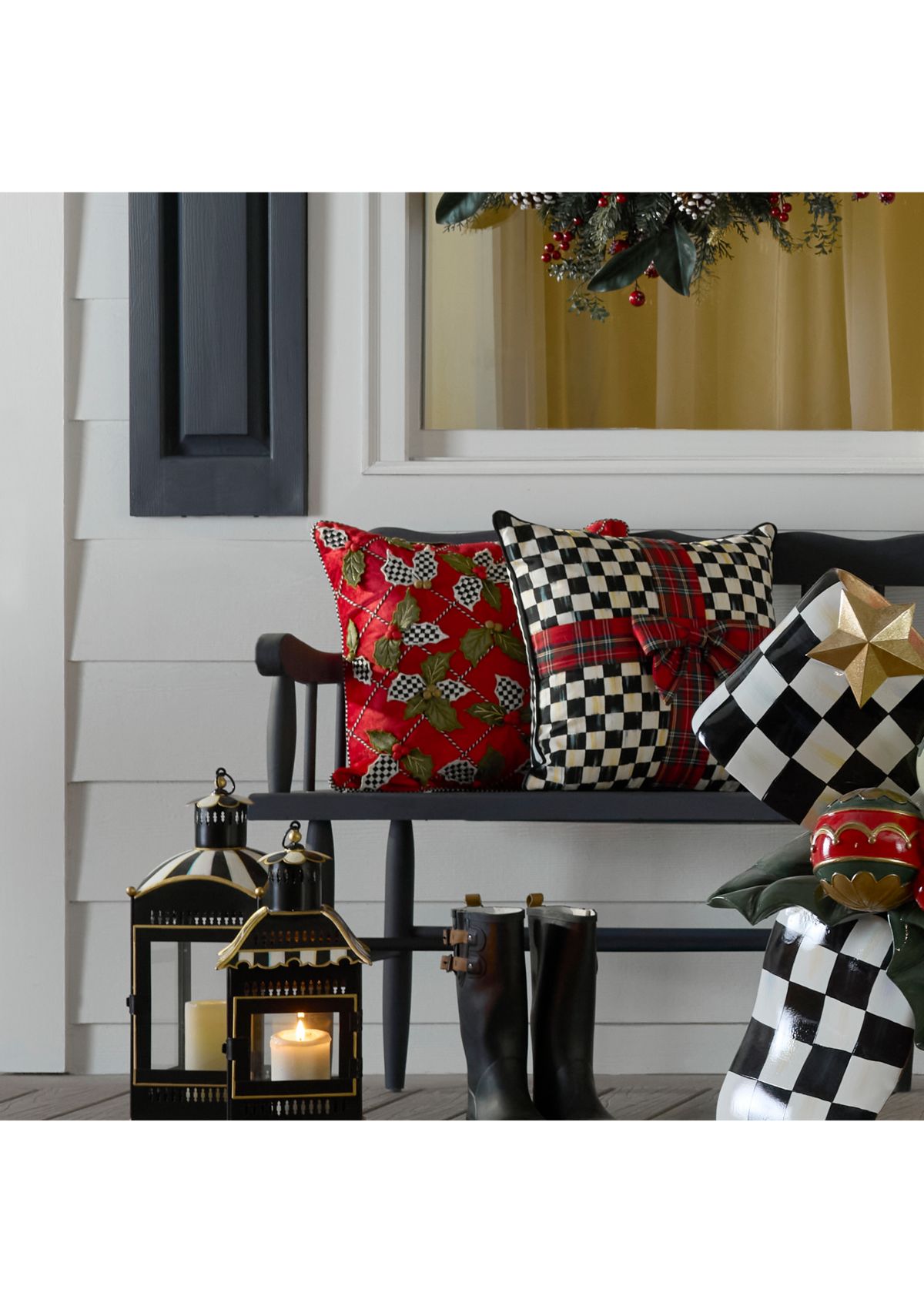 Holly Lattice Throw Pillow 