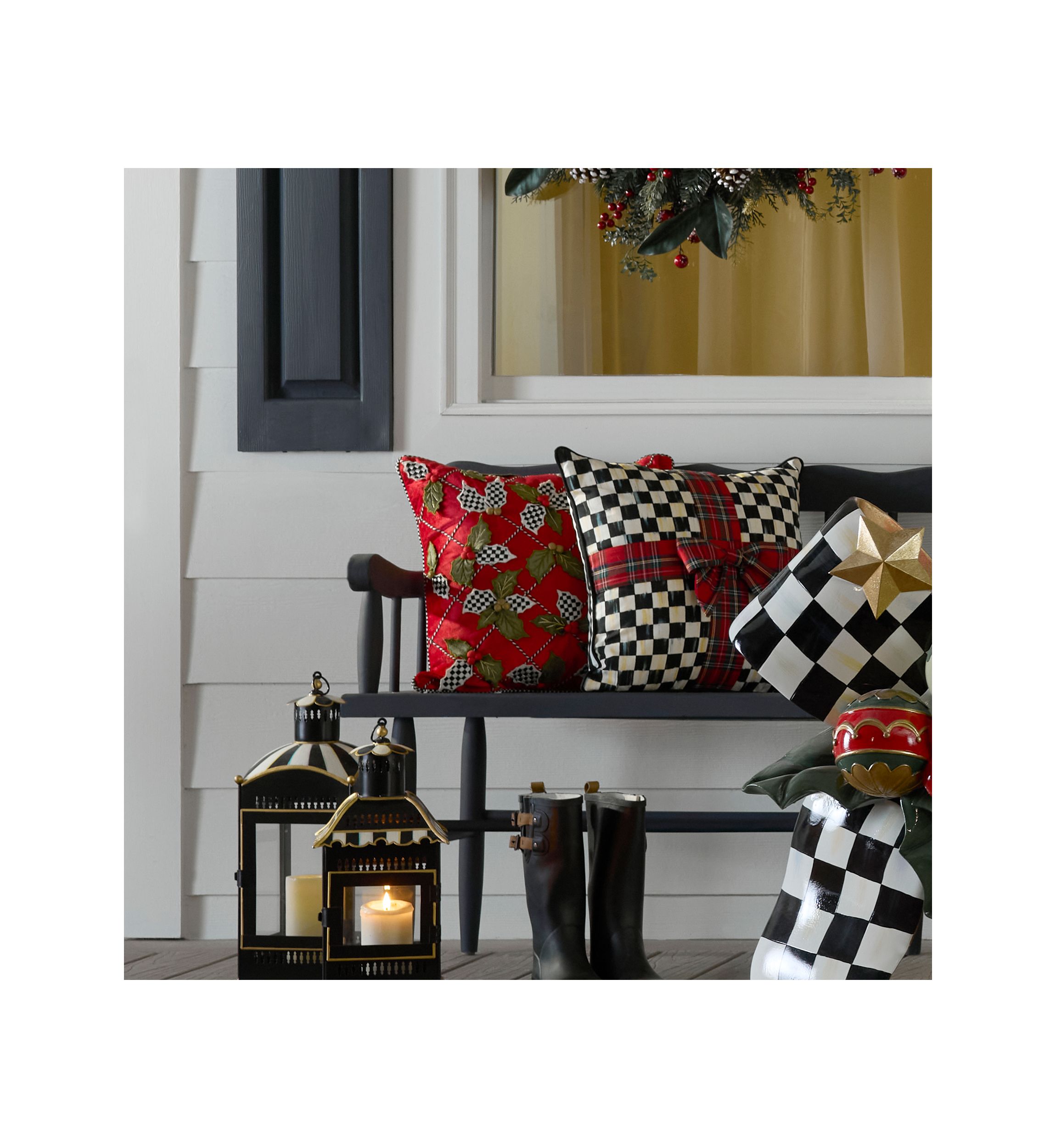 Holly Lattice Throw Pillow 