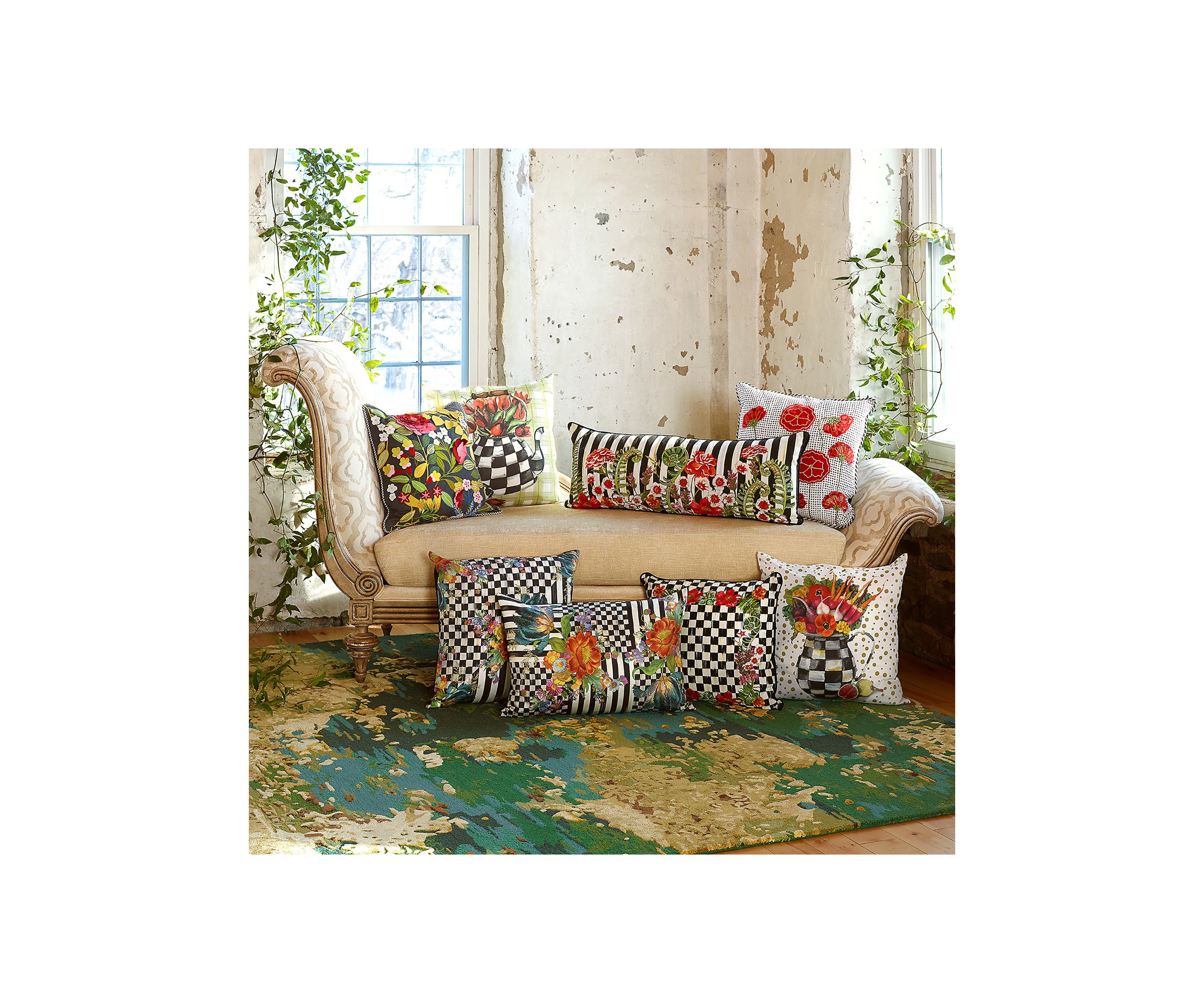 Courtly Flower Market Lumbar Pillow