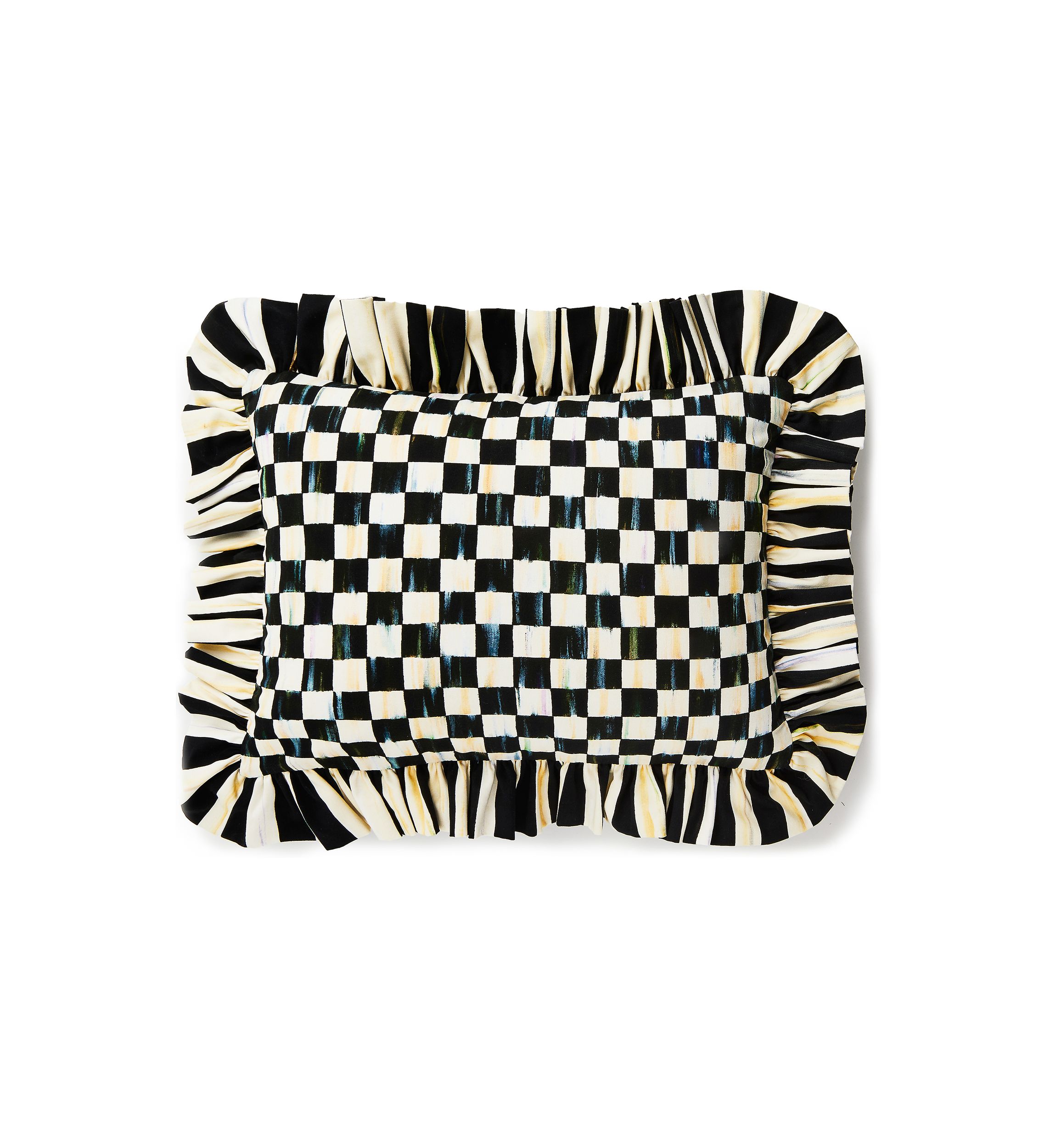 Check Ruffle Lumbar Pillow