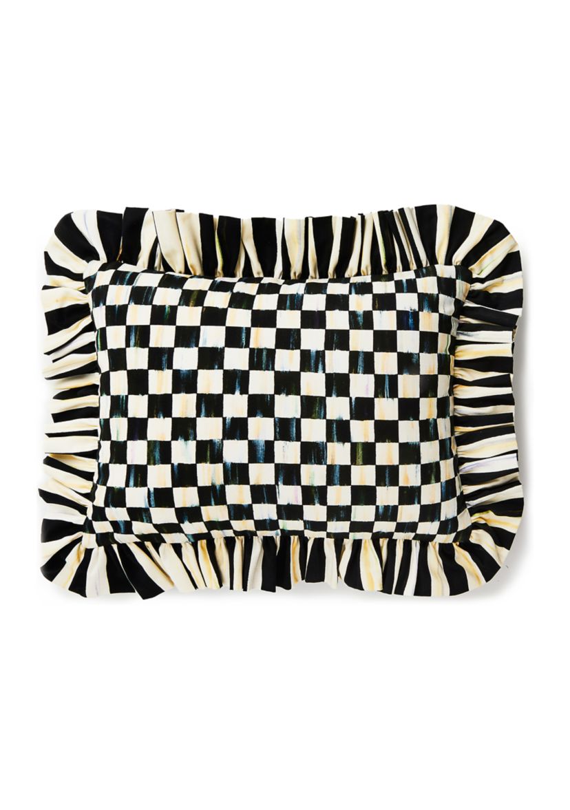Check Ruffle Lumbar Pillow