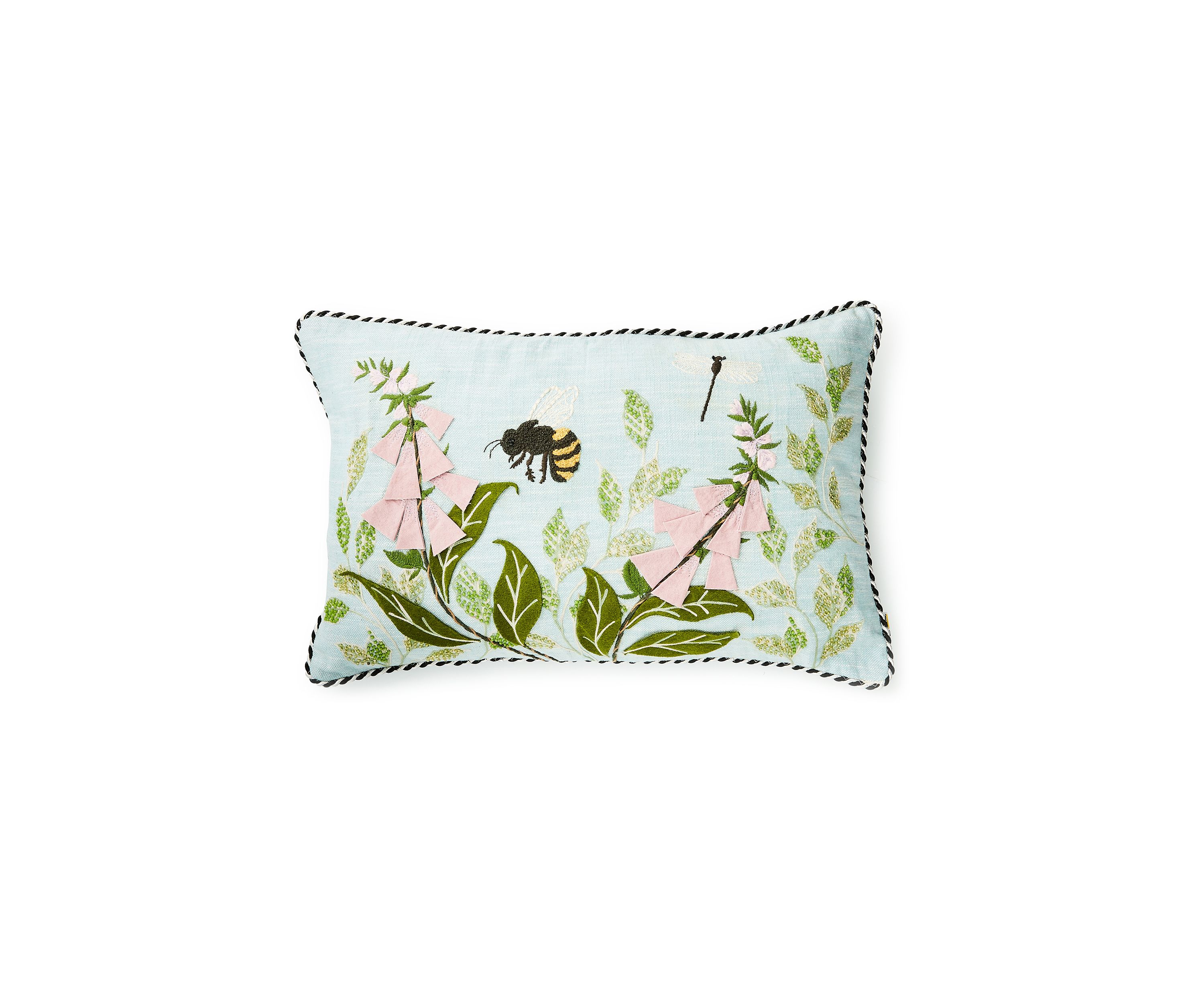 Floral and Bee Lumbar Throw Pillow