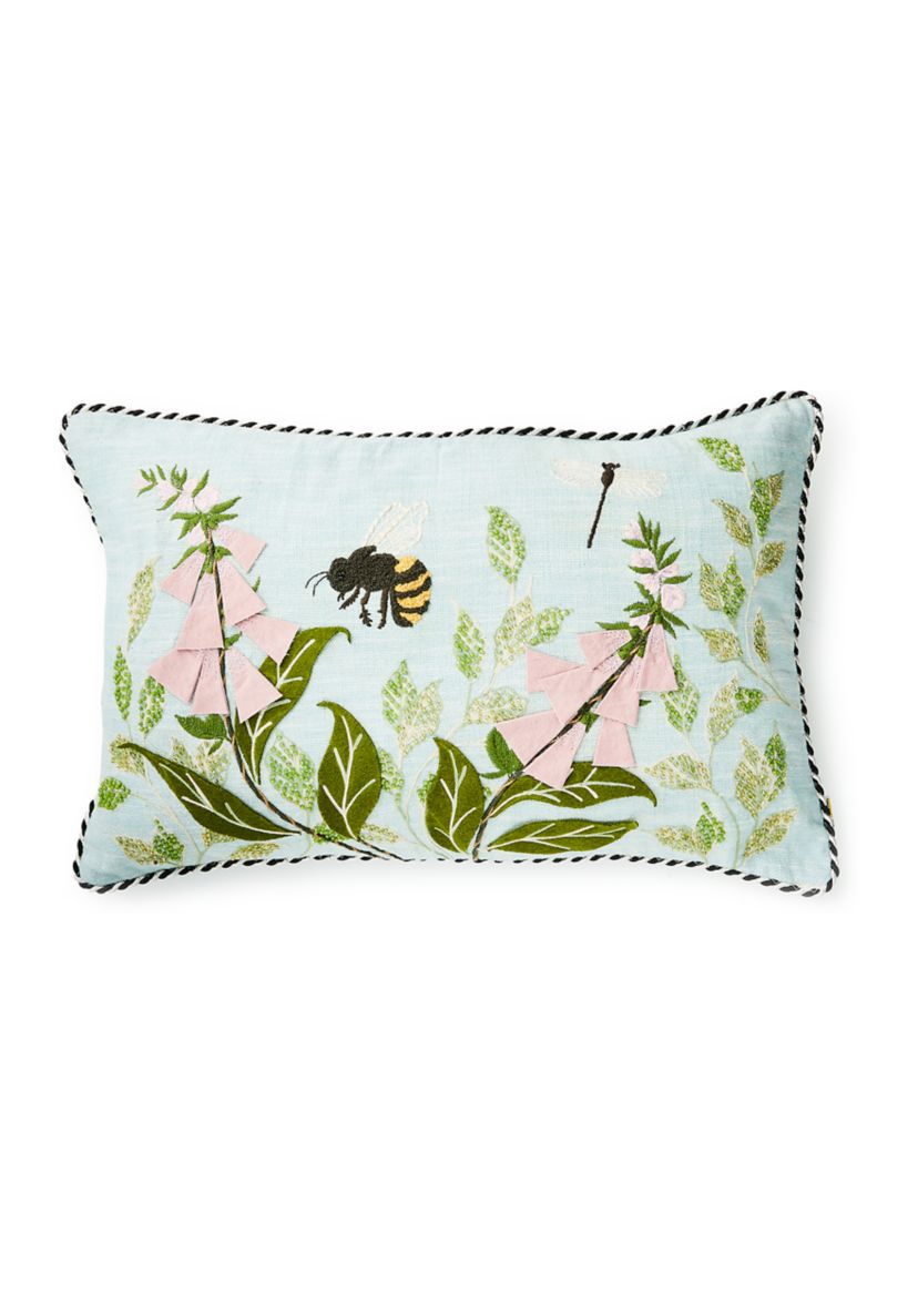 Floral and Bee Lumbar Throw Pillow