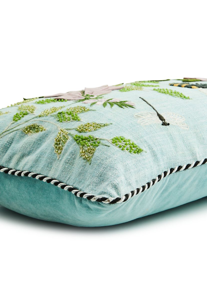 Floral and Bee Lumbar Throw Pillow