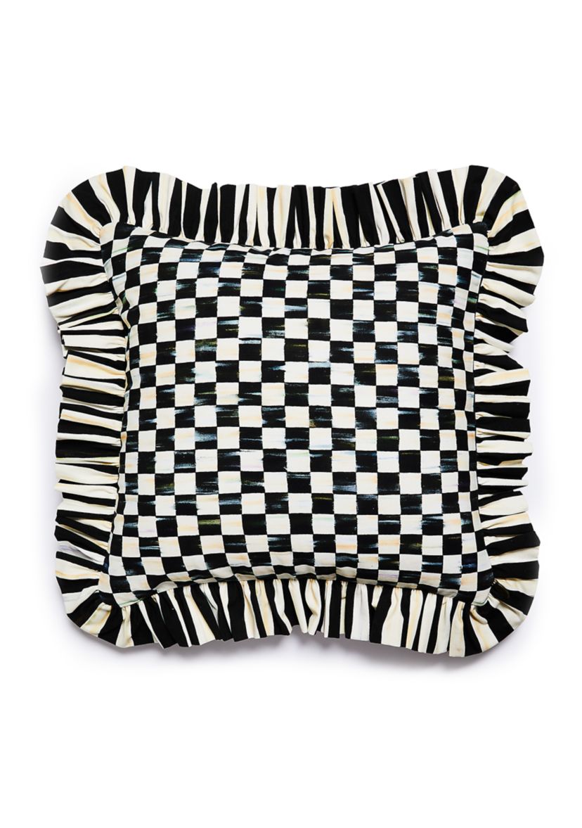 Check Ruffle Throw Pillow