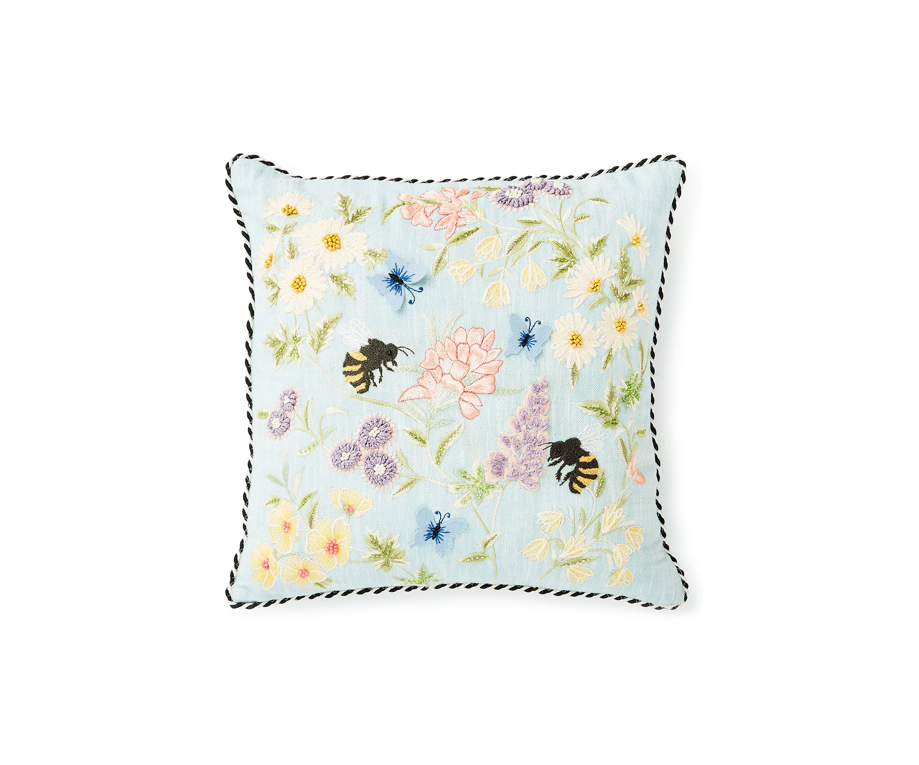 Floral and Bee Throw Pillow