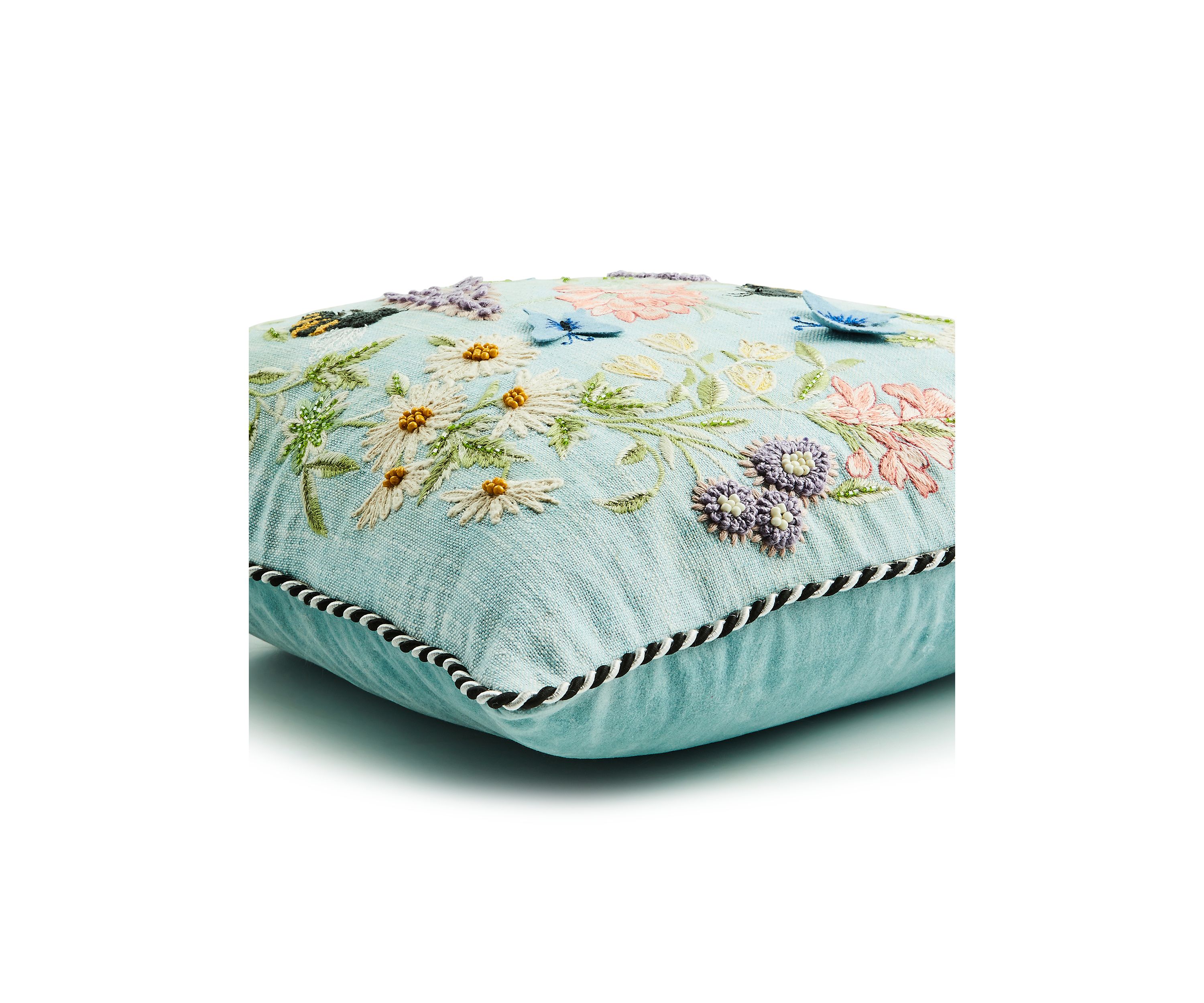 Floral and Bee Throw Pillow