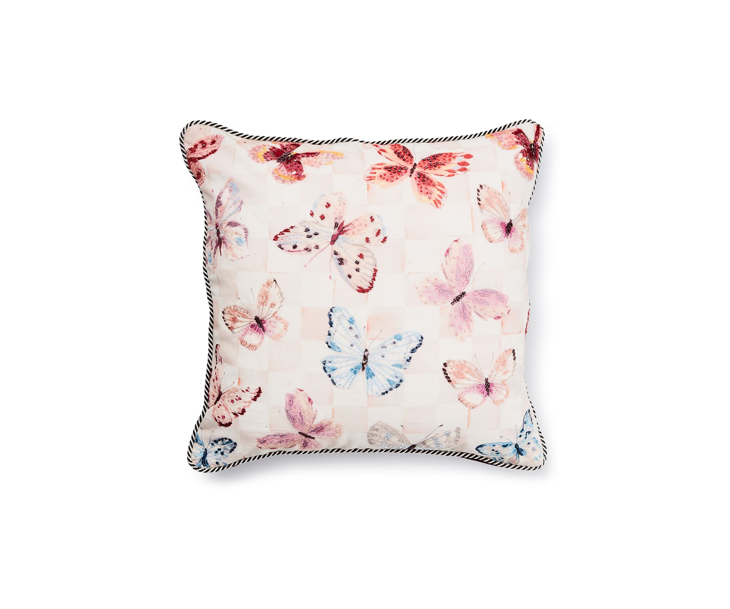 Eternity Butterfly Checked Throw Pillow