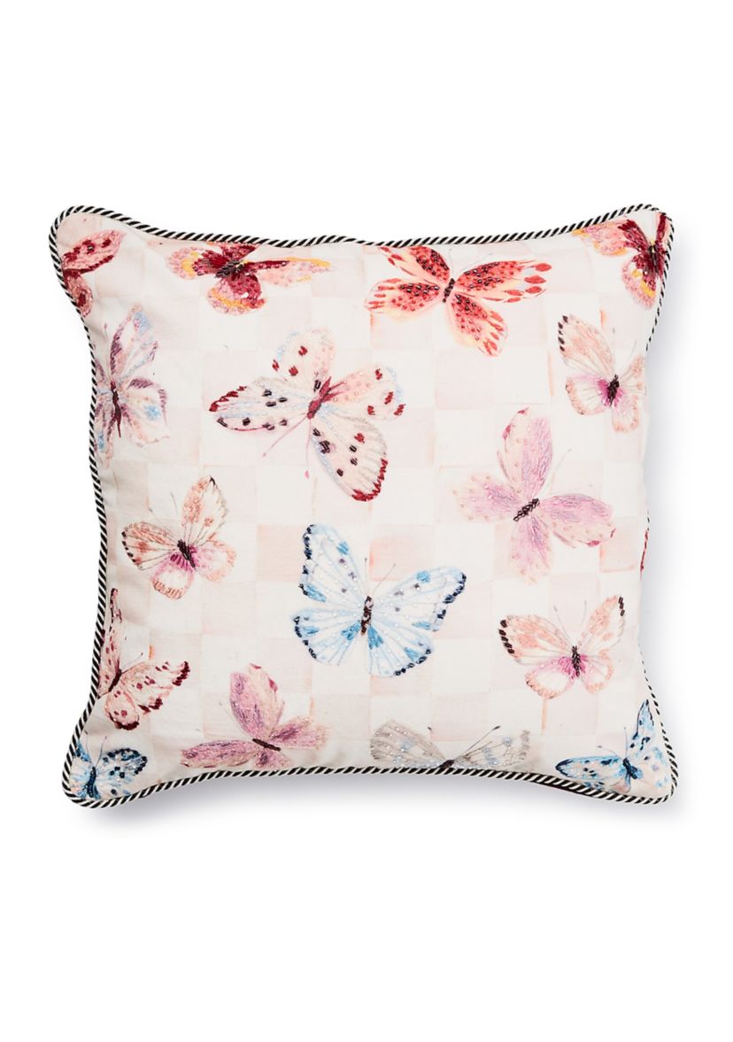 Eternity Butterfly Checked Throw Pillow