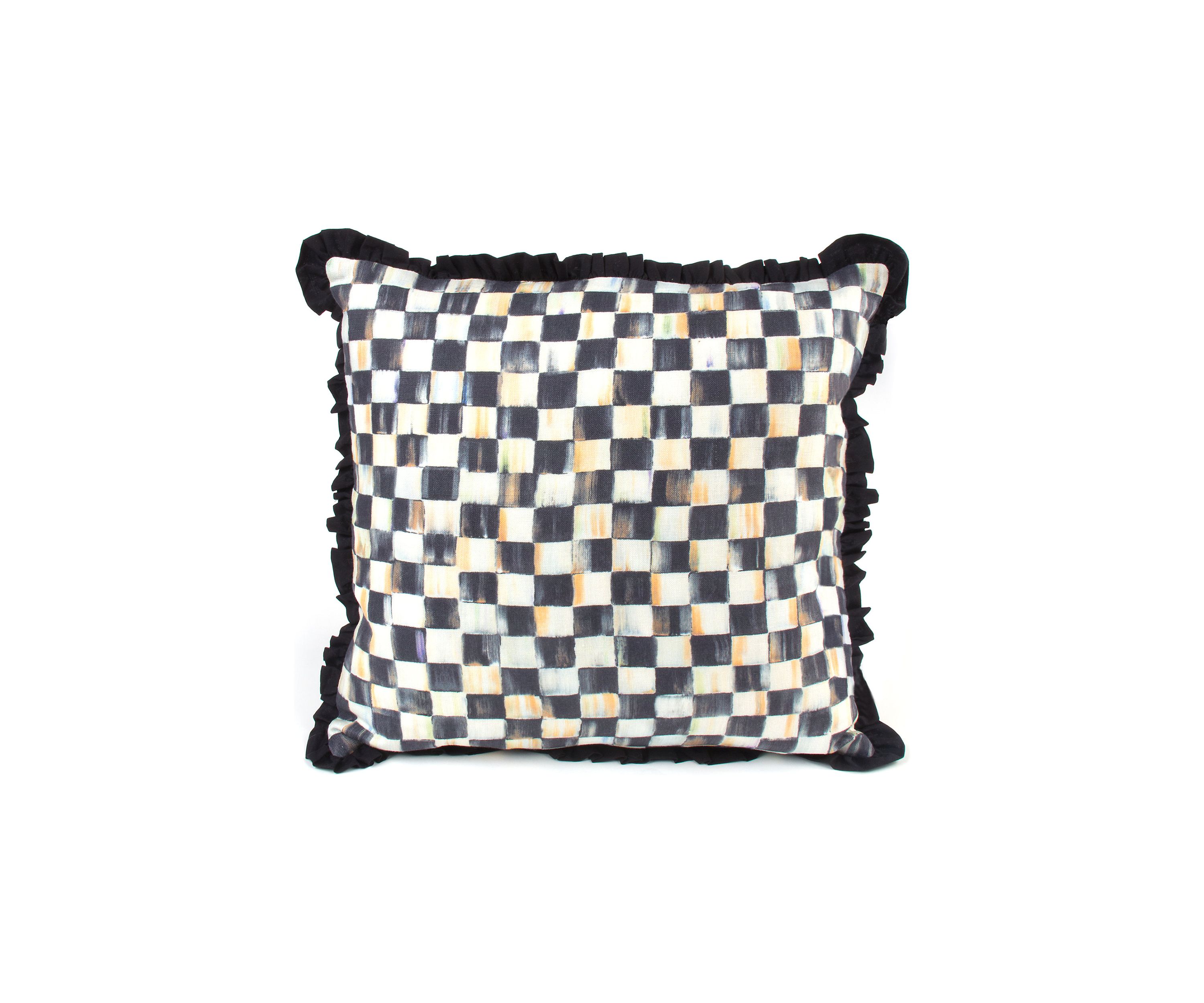 Courtly Check Ruffled Square Pillow