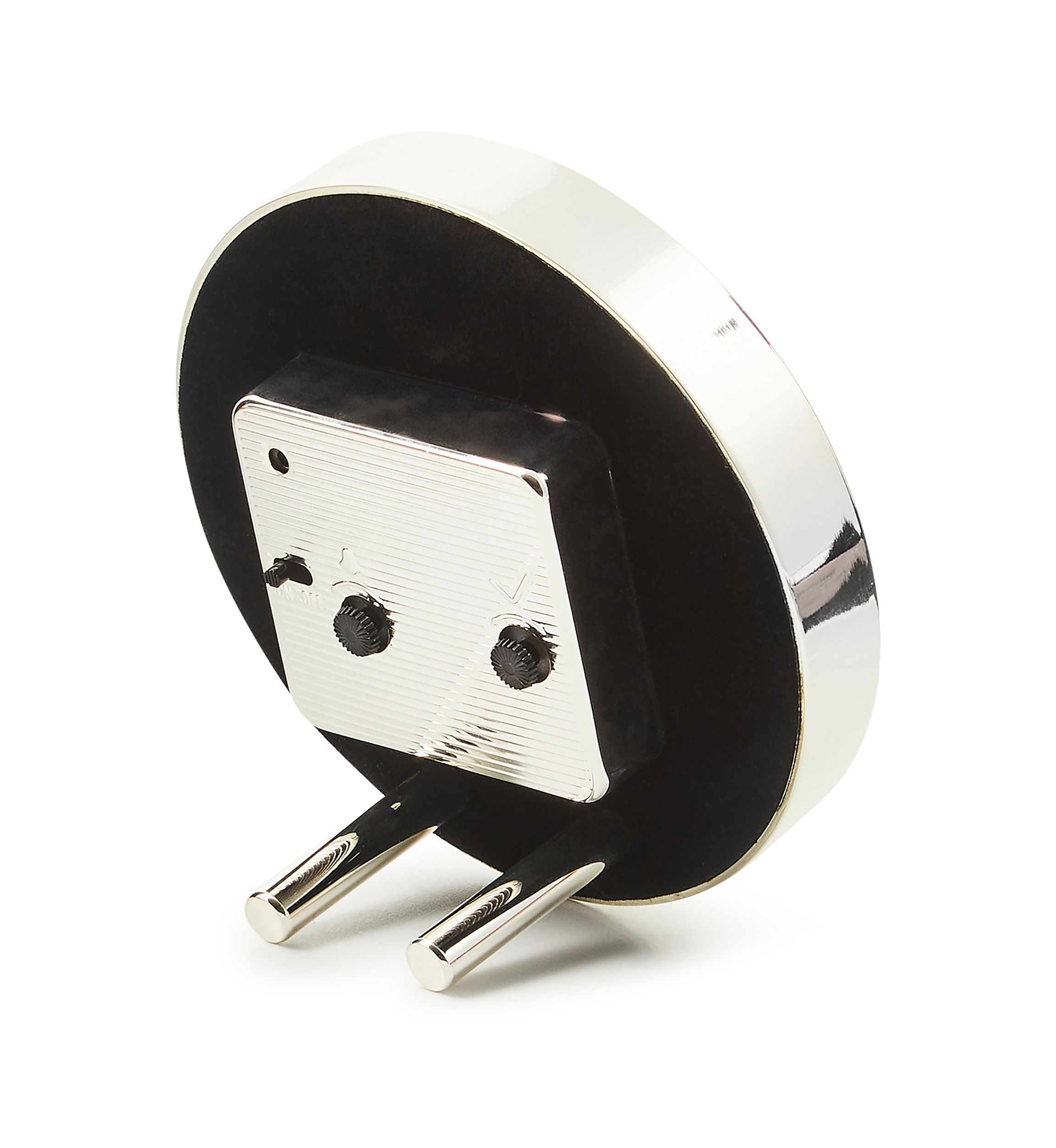 Check Silver Plated Round Desk Clock
