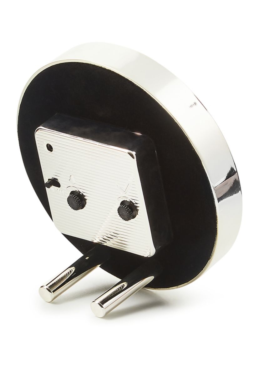 Check Silver Plated Round Desk Clock