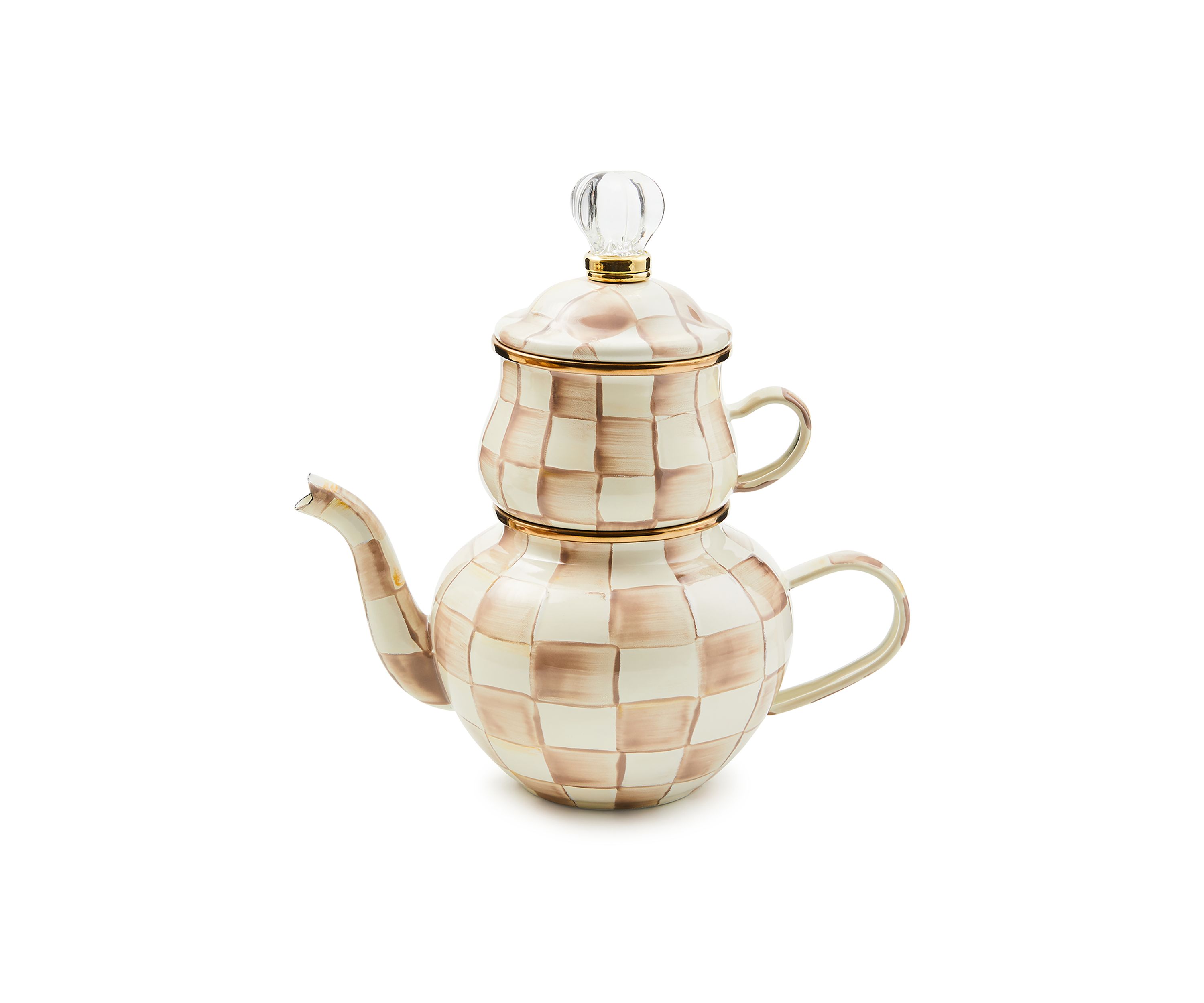 Mocha Check High Tea Set