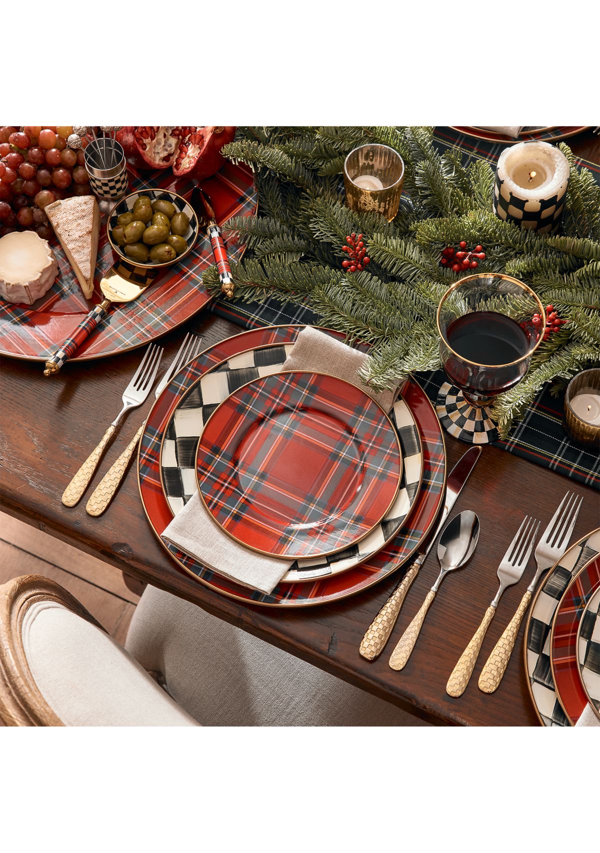 Red Tartan Salad Plate