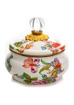 MacKenzie-Childs Flower Market Squashed Pot - White