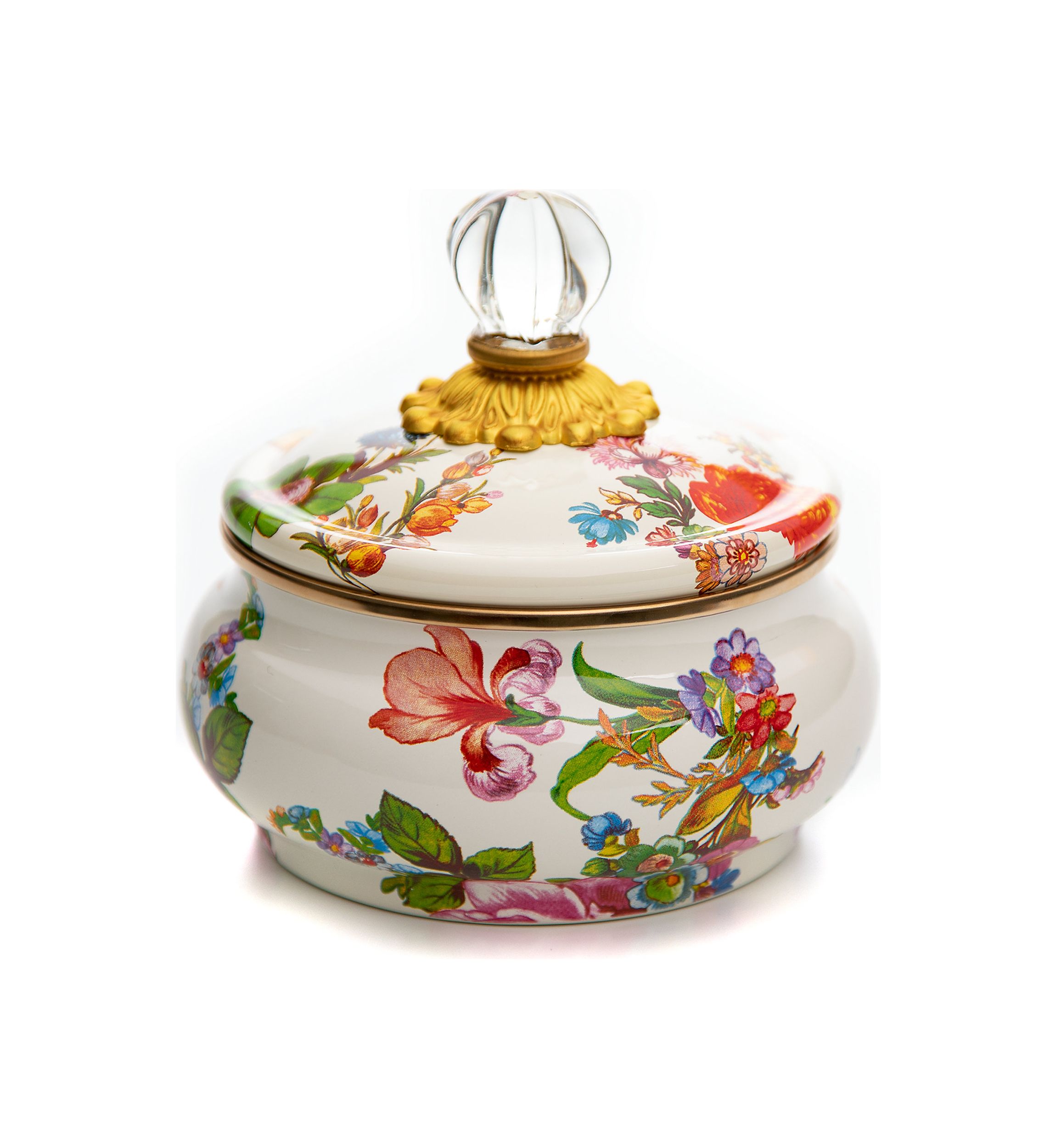 Flower Market Squashed Pot - White
