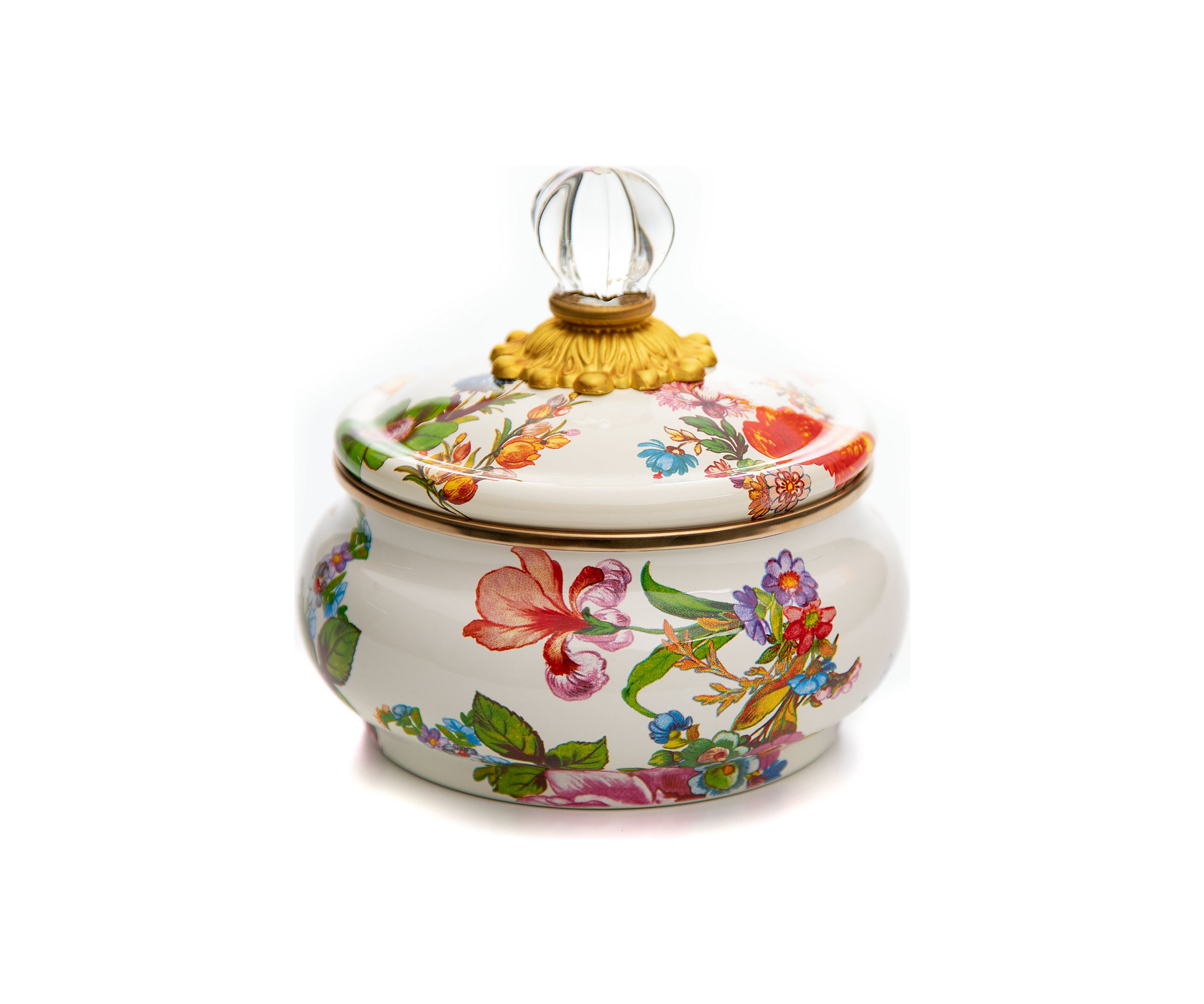 Flower Market Squashed Pot - White