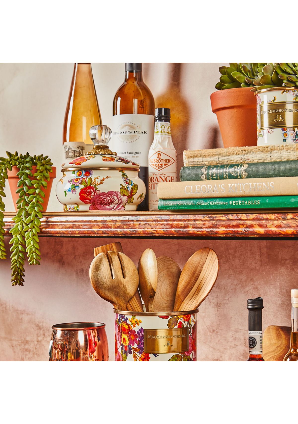 Flower Market Squashed Pot - White