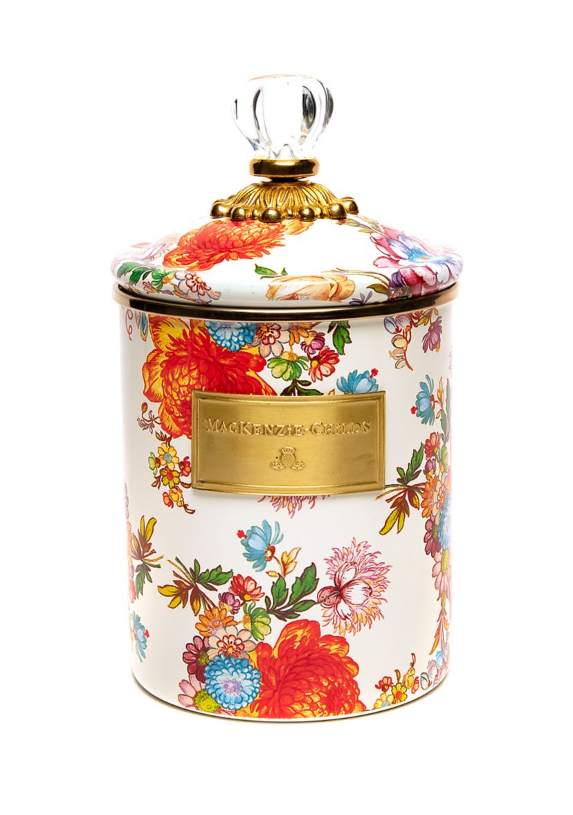 Flower Market Medium Canister - White