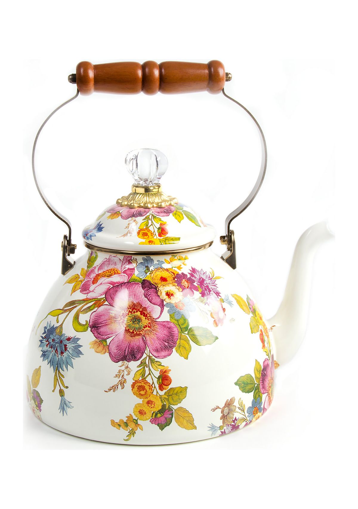 Flower Market 3 Quart Tea Kettle - White
