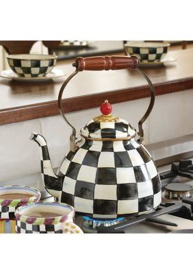 Courtly Check Enamel Quart Tea Kettle