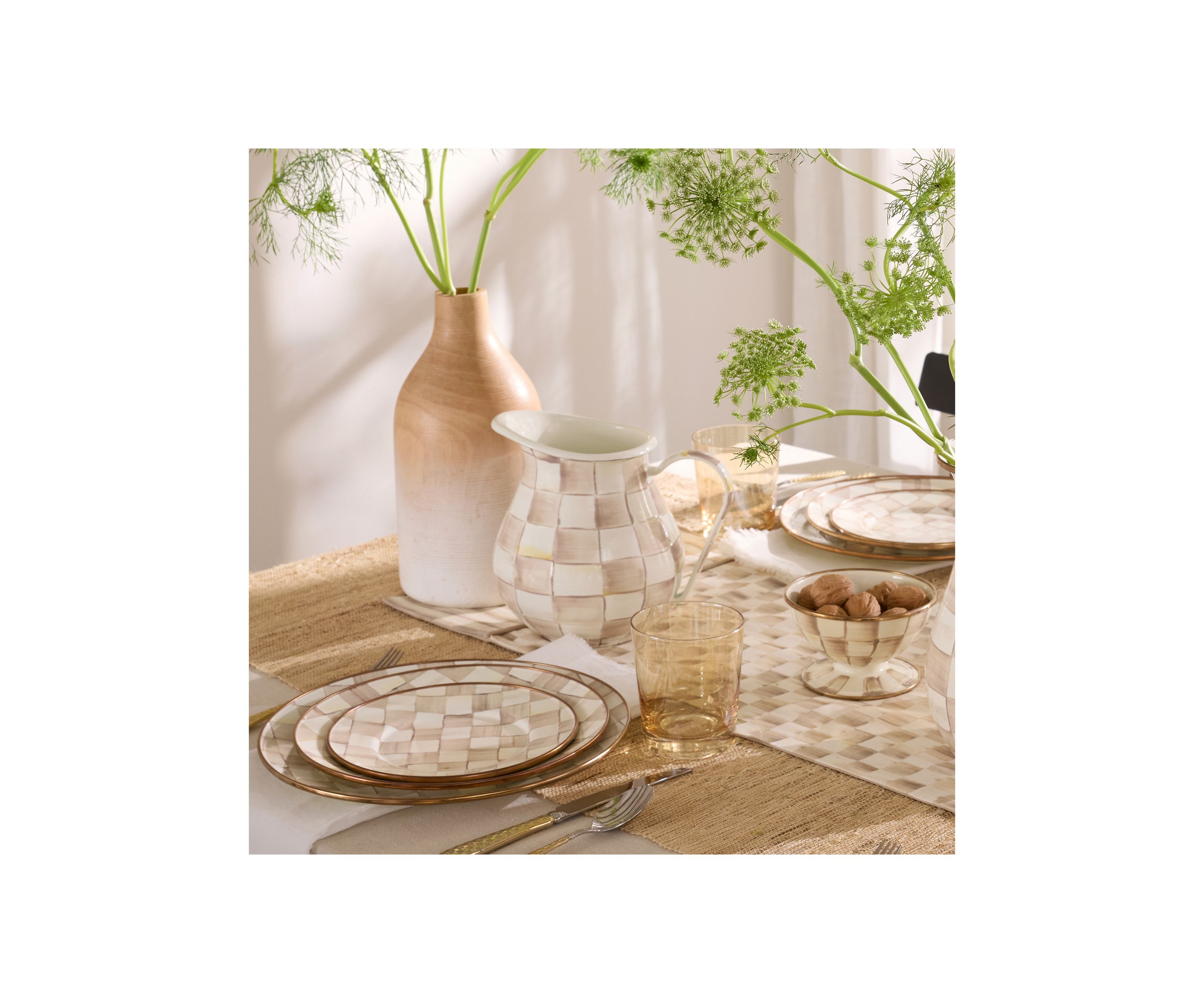 Mocha Check Pitcher