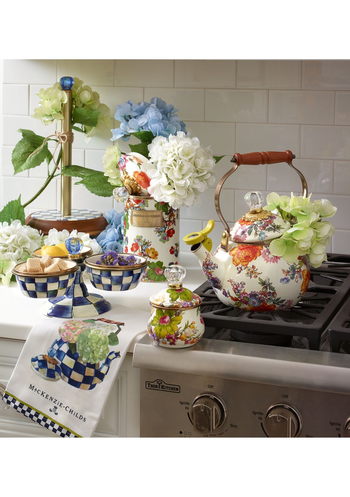 White Flower Market 2 Quart Tea Kettle