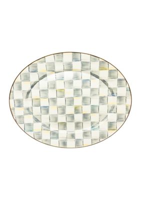 Mackenzie-Childs Sterling Check Enamel Oval Large Platter