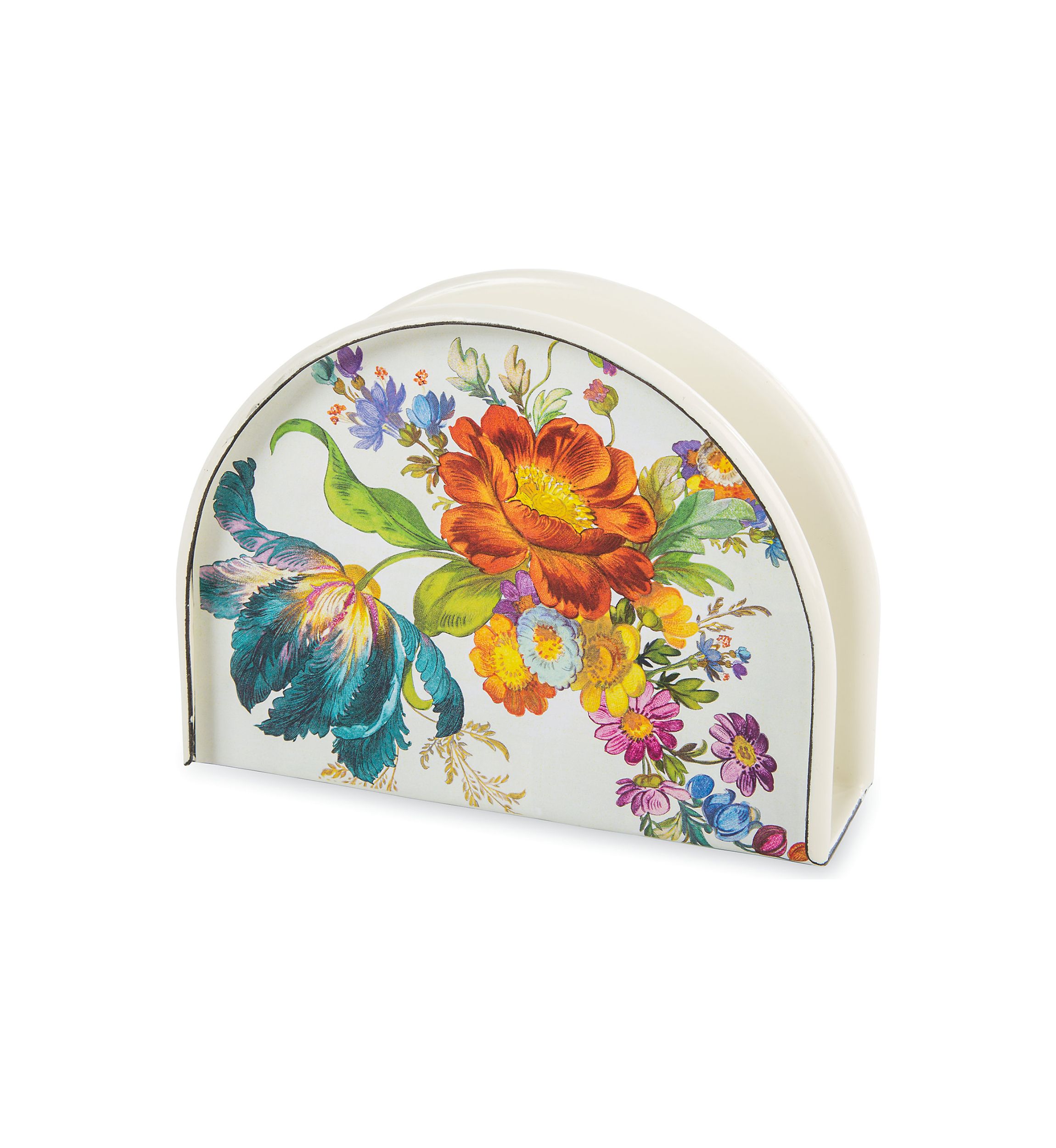 White Flower Market Napkin Holder