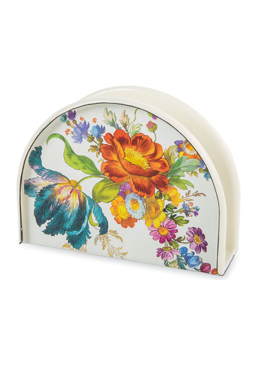 White Flower Market Napkin Holder
