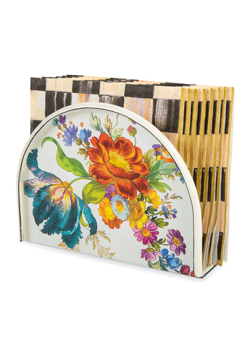 White Flower Market Napkin Holder