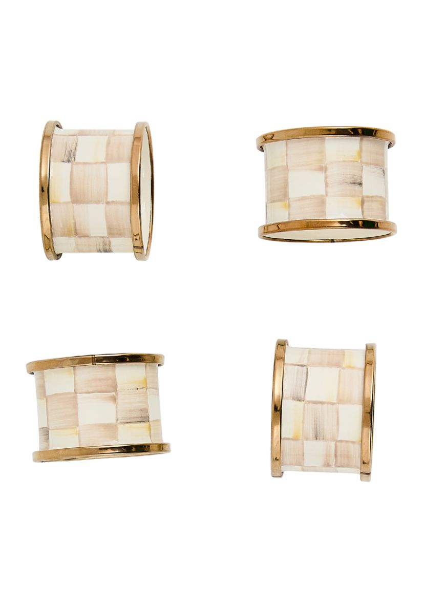 Check Napkin Rings Set of 4