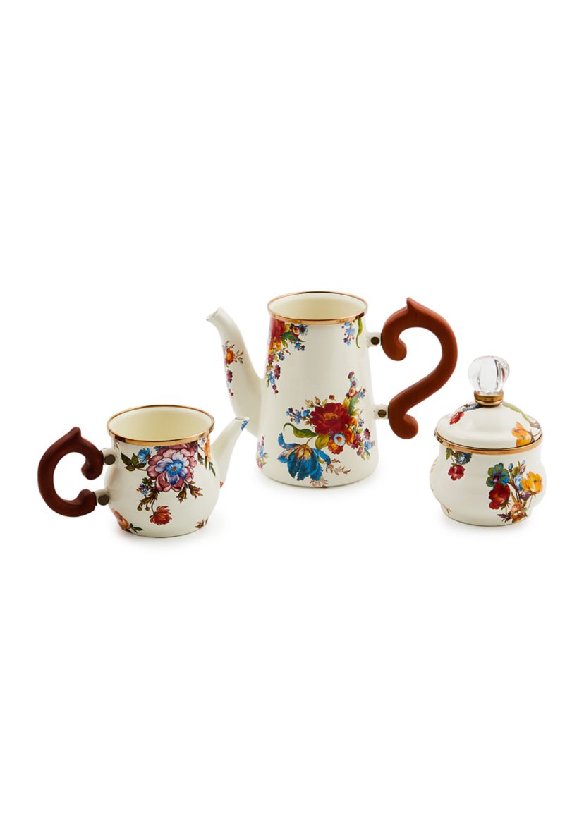 White Flower Market Stackable Coffee Set
