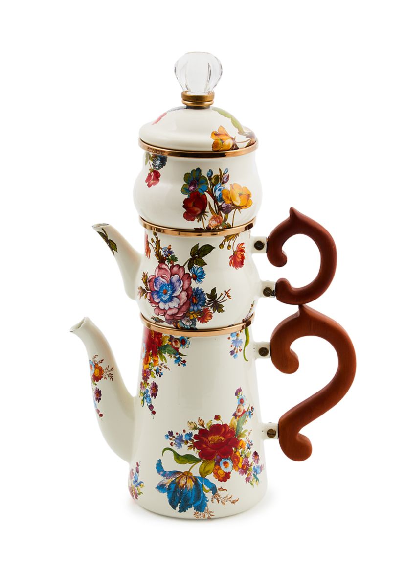 White Flower Market Stackable Coffee Set
