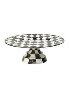 Check Enamel Large Pedestal Platter