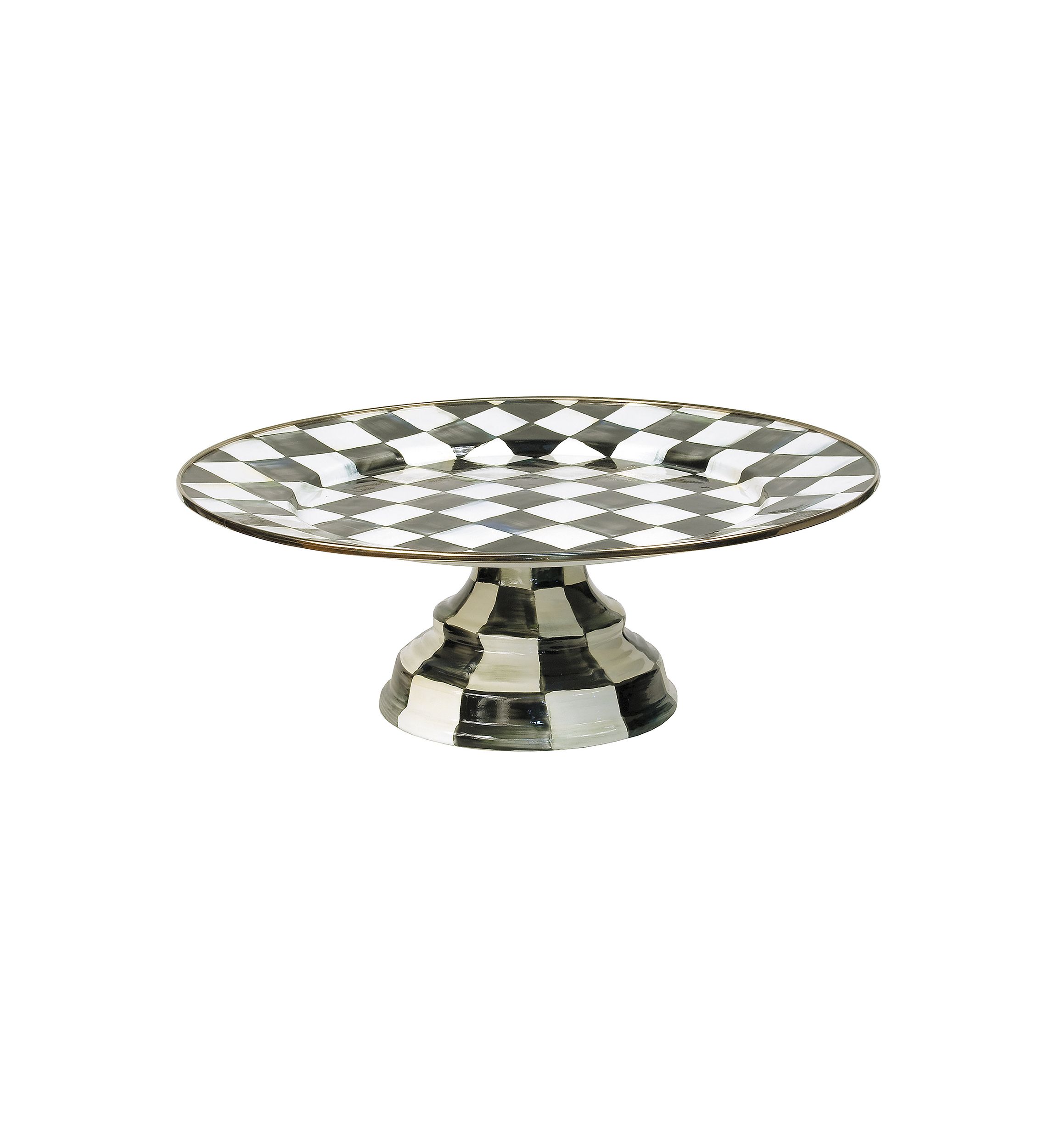 Check Enamel Large Pedestal Platter