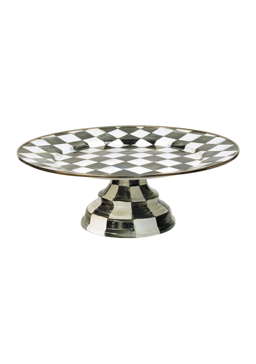 Check Enamel Large Pedestal Platter