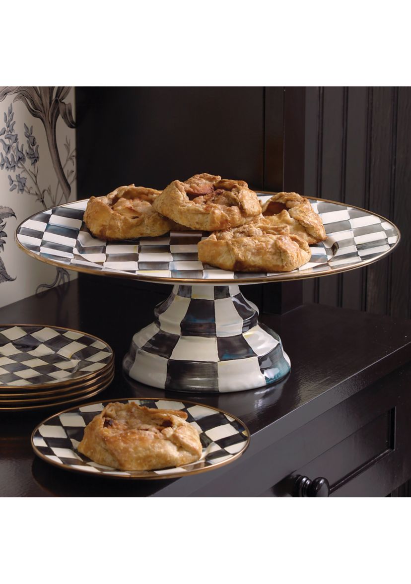 Check Enamel Large Pedestal Platter