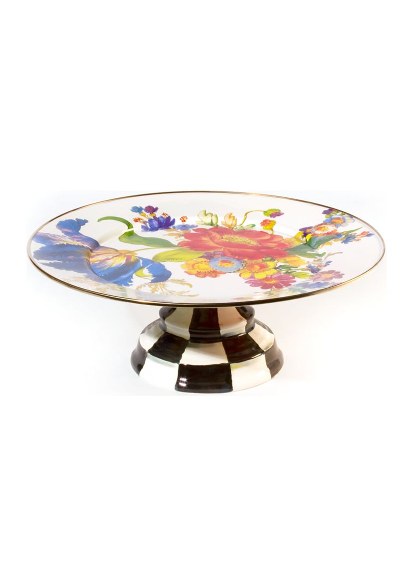 Flower Market Pedestal Platter - White