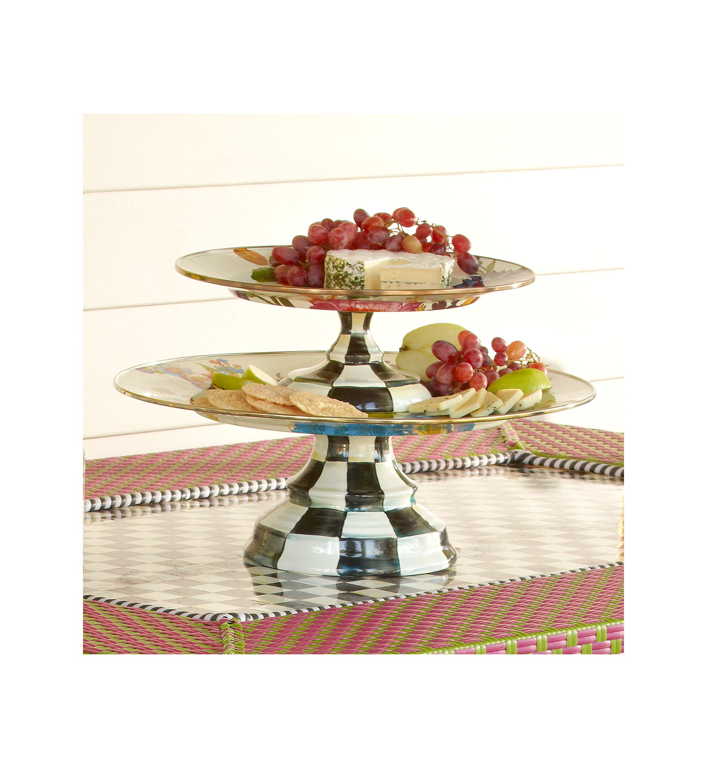 Flower Market Pedestal Platter - White