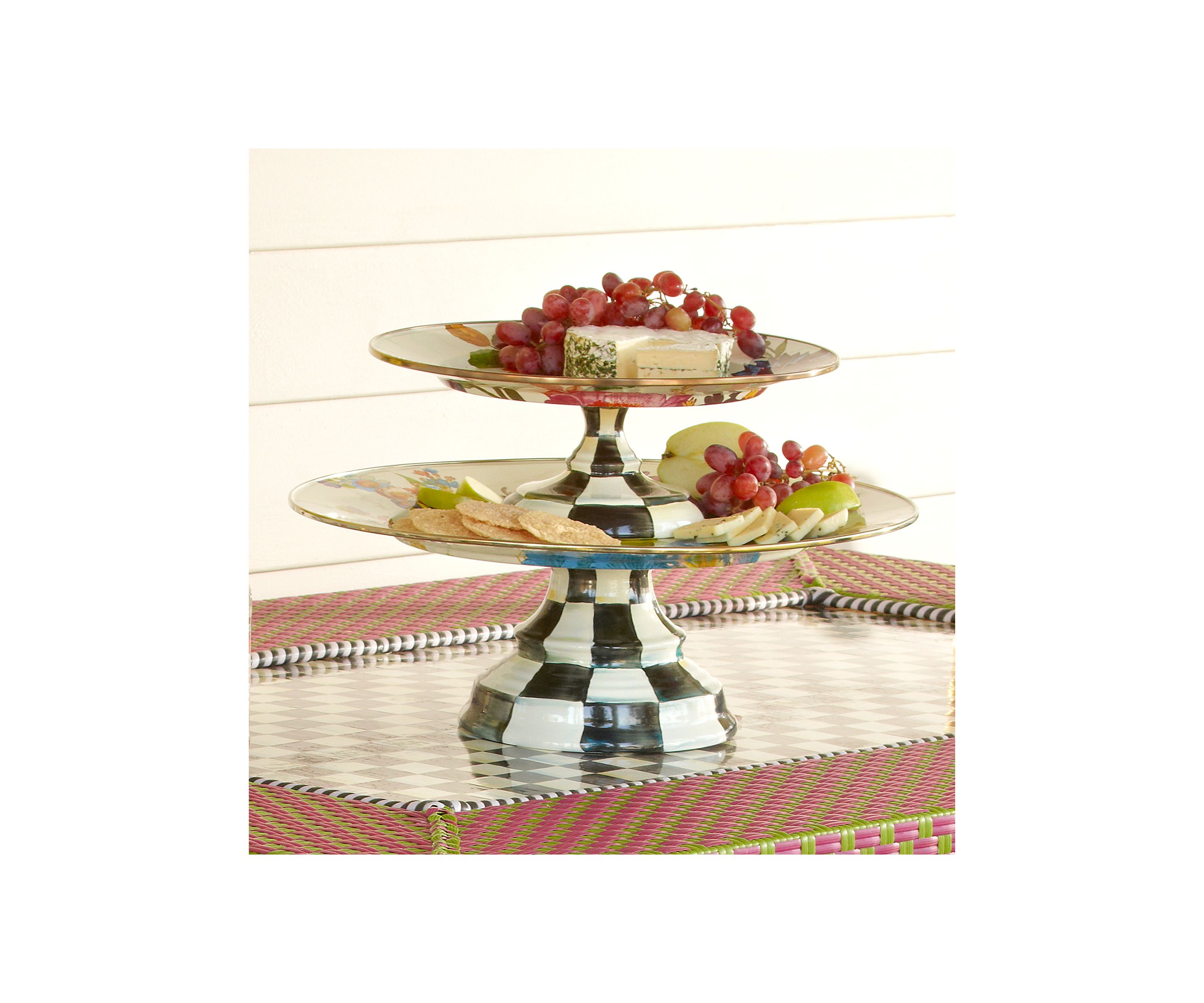 Flower Market Pedestal Platter - White