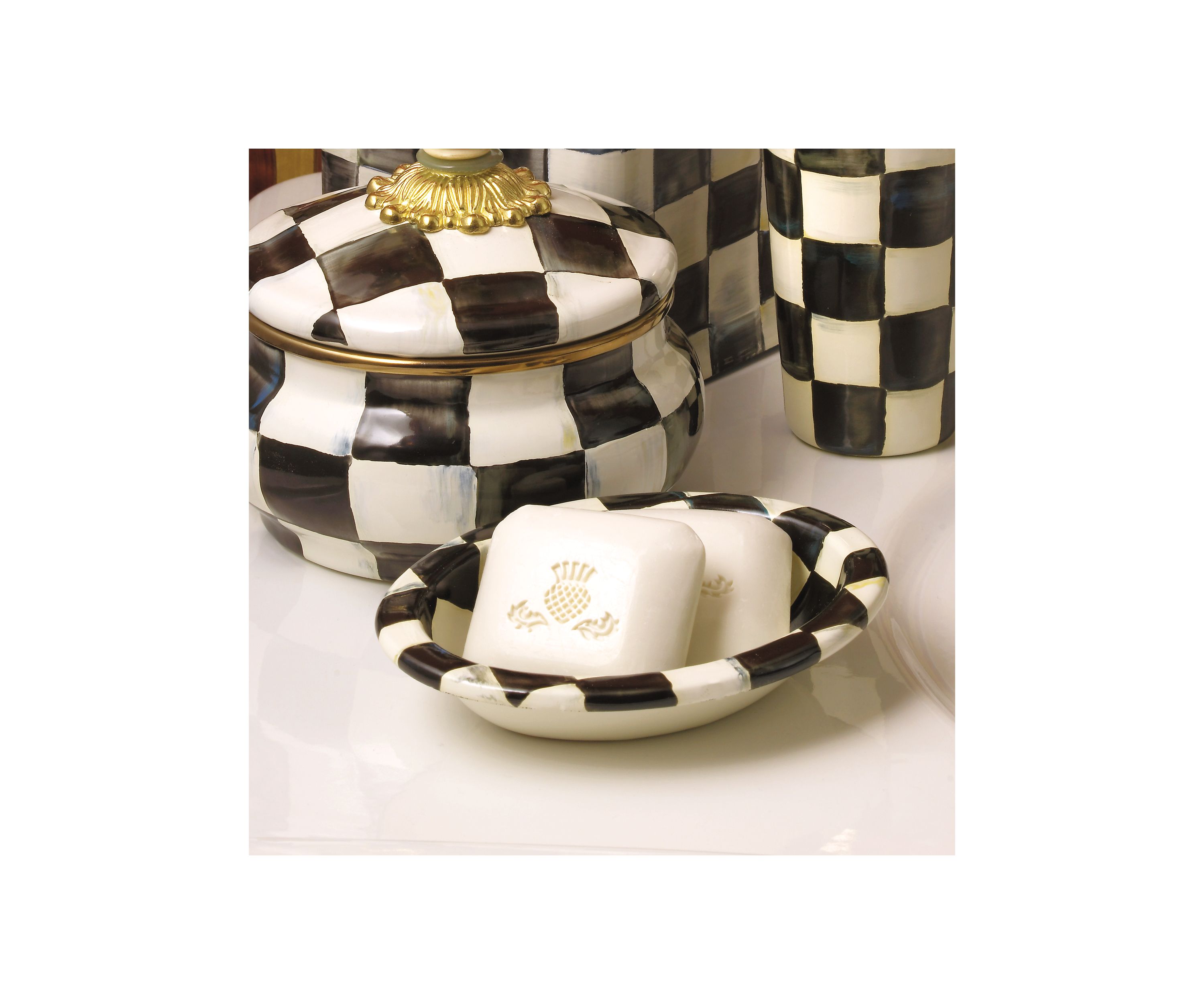 Enamel Check Soap Dish