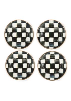 Mackenzie-Childs Courtly Check Enamel Appetizer Plates - Set Of 4
