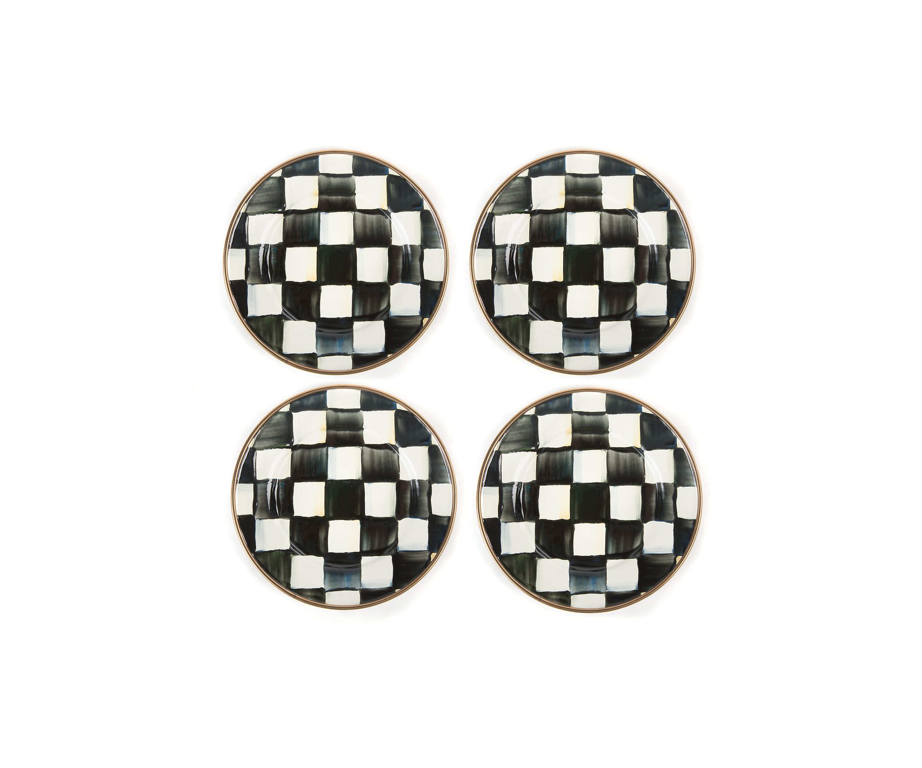 Check Enamel Appetizer Plates - Set of 4