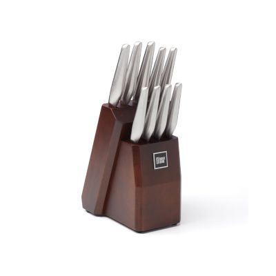 Cambridge Silversmiths Robert Irvine 10-Piece Cutlery Block Set, Silver/Wood