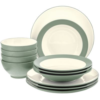Noritake Colorwave 12 Piece Coupe Dinnerware Set, Service for 4, Green