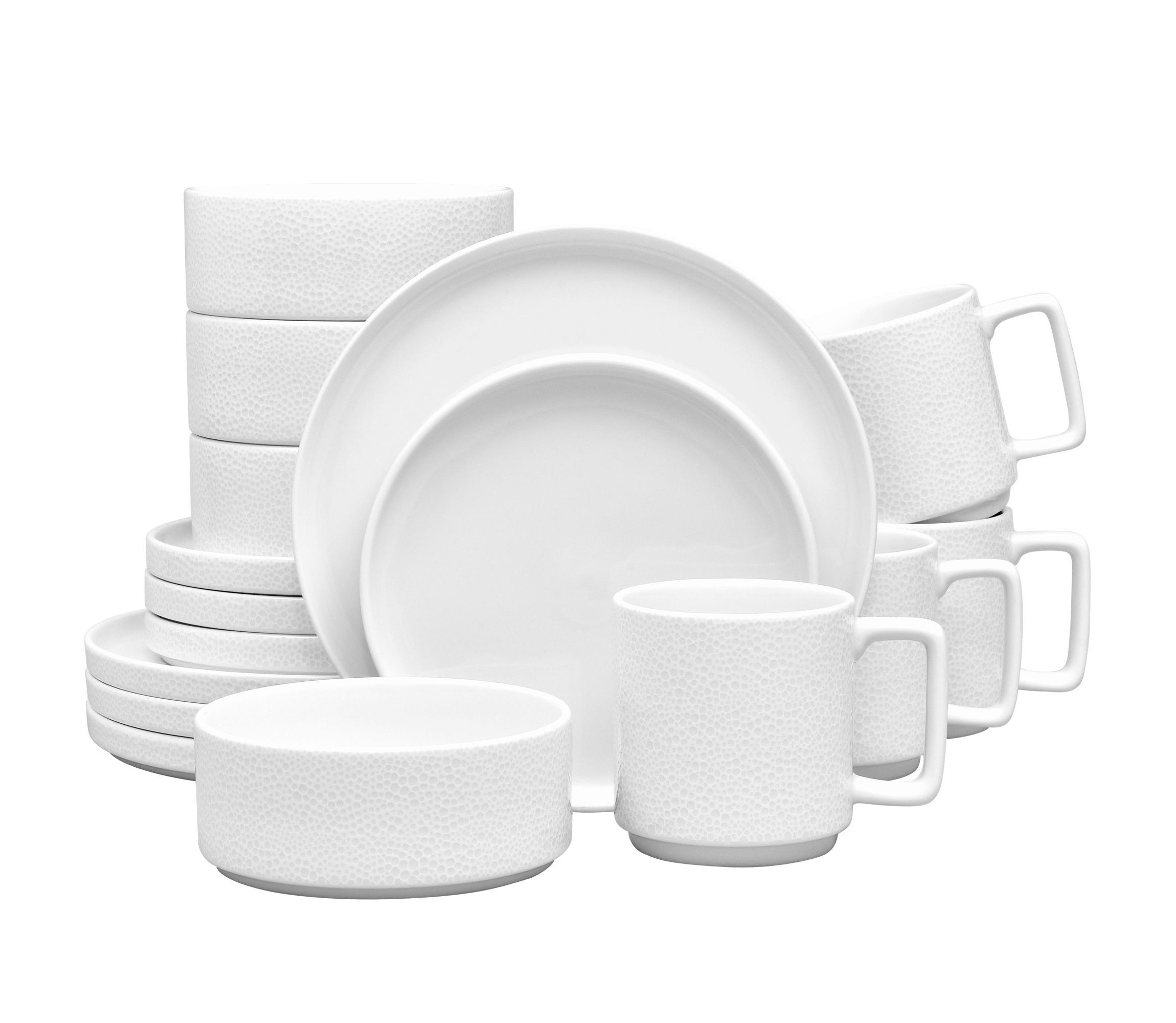 Colortex Stone 16-Piece Stax Dinnerware Set, Service For 4