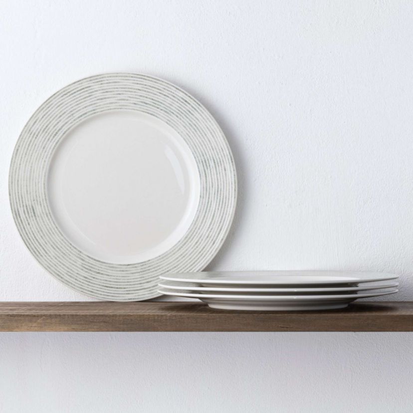 Hammock Set Of 4 Rim Dinner Plates - Stripes, 11"